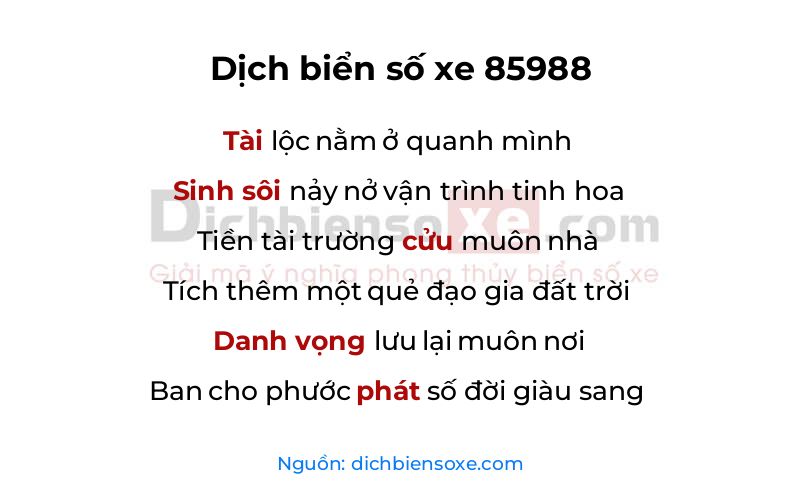 Dịch thơ biển số 85988