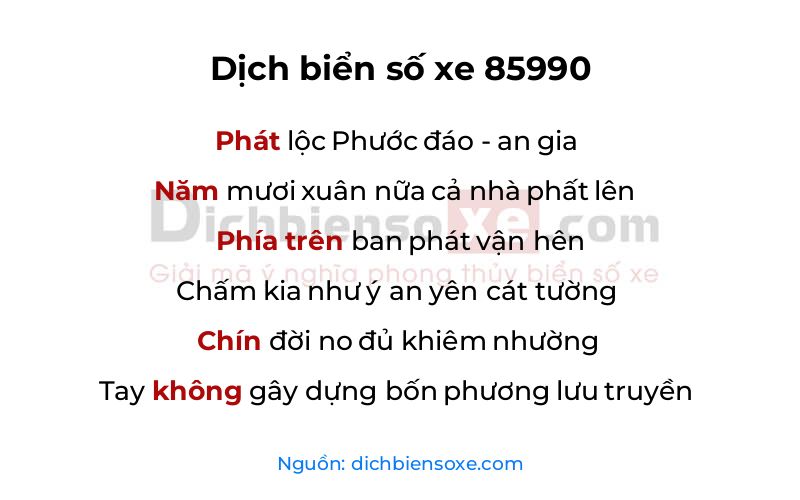 Dịch thơ biển số 85990