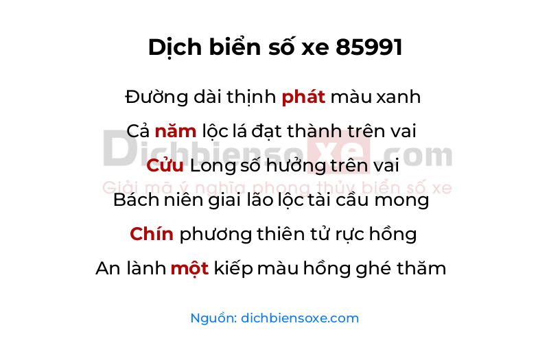 Dịch thơ biển số 85991