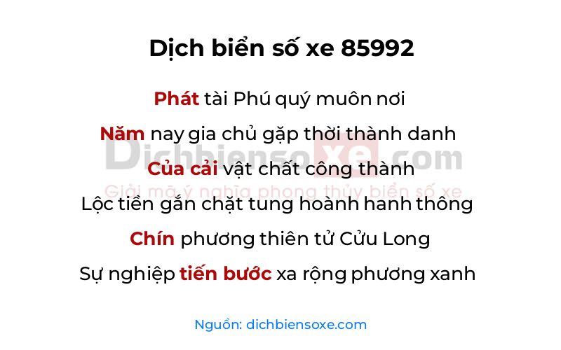 Dịch thơ biển số 85992