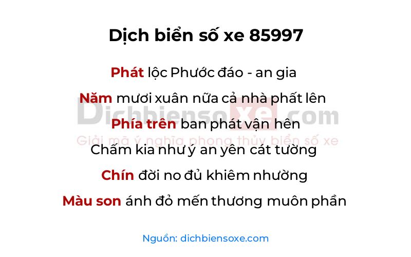Dịch thơ biển số 85997