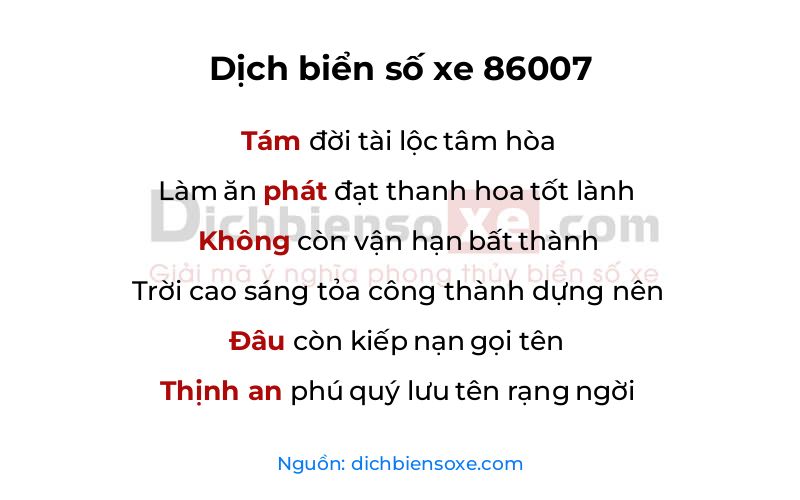 Dịch thơ biển số 86007