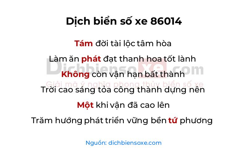 Dịch thơ biển số 86014