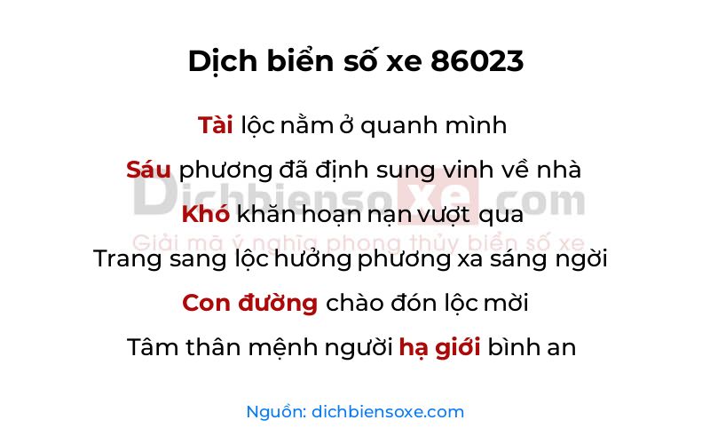Dịch thơ biển số 86023