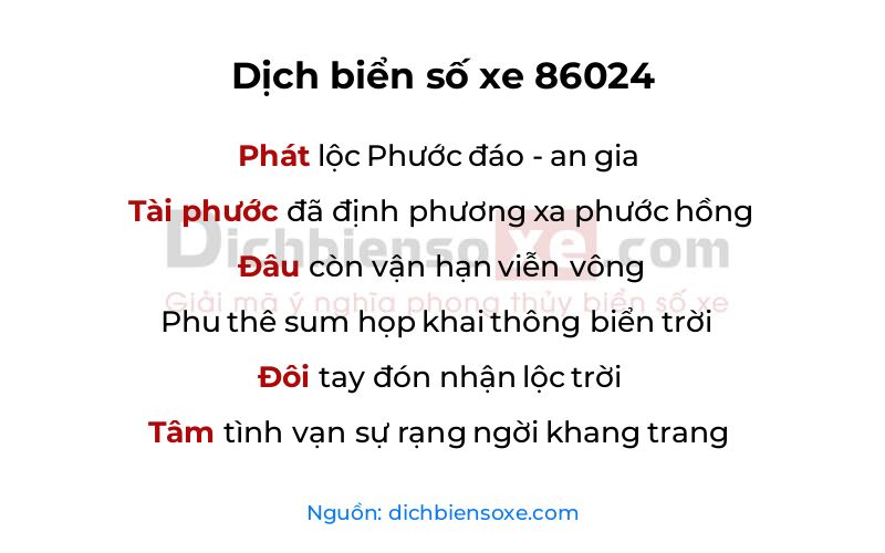 Dịch thơ biển số 86024