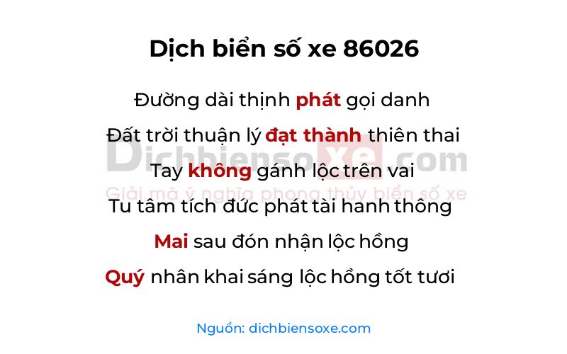 Dịch thơ biển số 86026