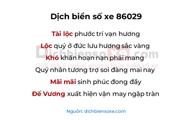 Dịch thơ biển số 86029