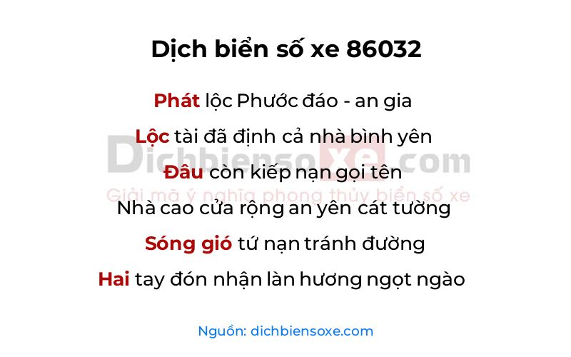 Dịch thơ biển số 86032