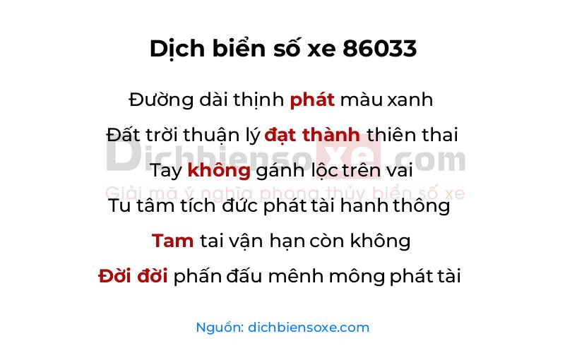 Dịch thơ biển số 86033