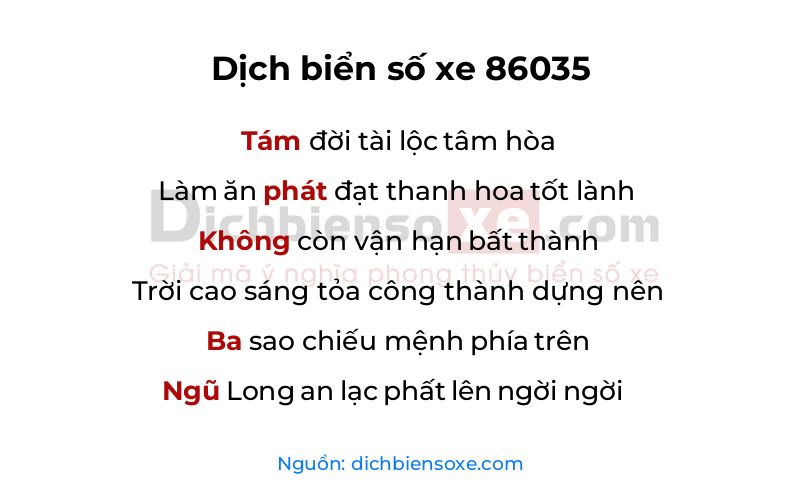 Dịch thơ biển số 86035