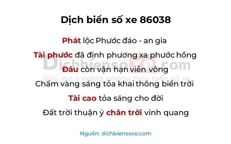 Dịch thơ biển số 86038