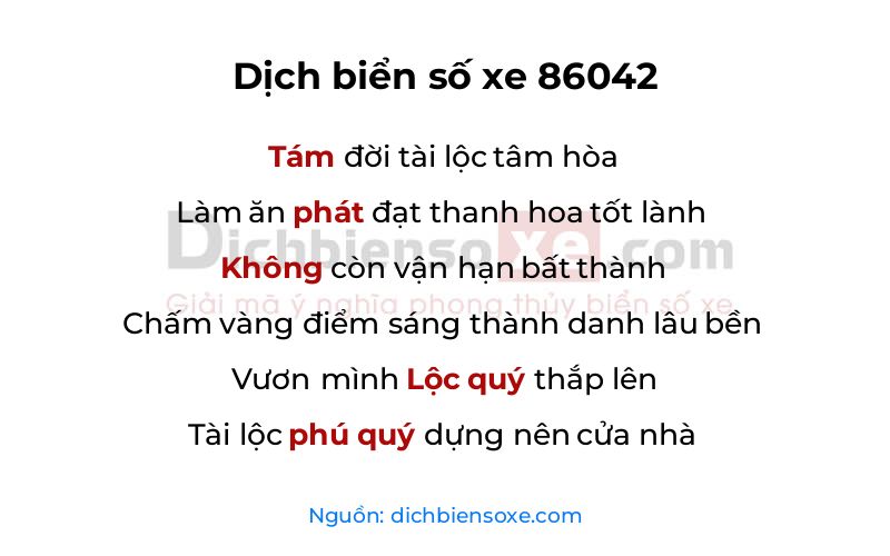 Dịch thơ biển số 86042