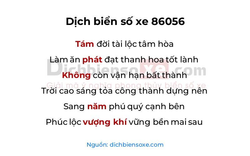 Dịch thơ biển số 86056