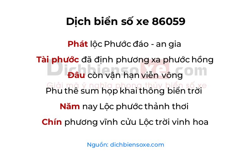 Dịch thơ biển số 86059