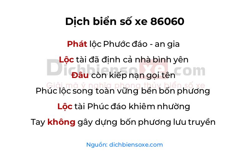 Dịch thơ biển số 86060