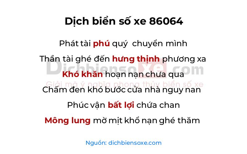 Dịch thơ biển số 86064
