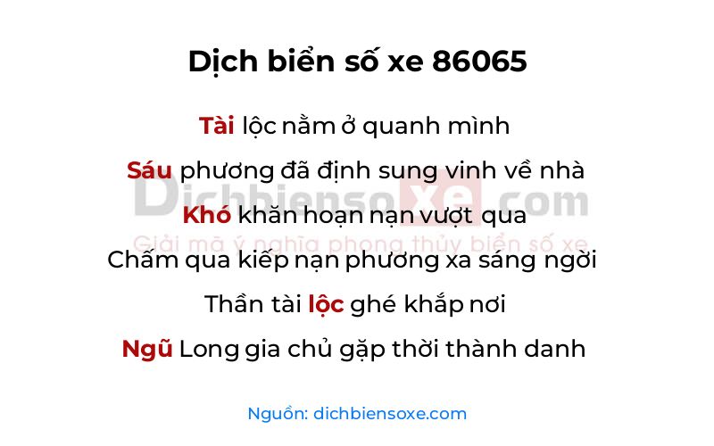 Dịch thơ biển số 86065