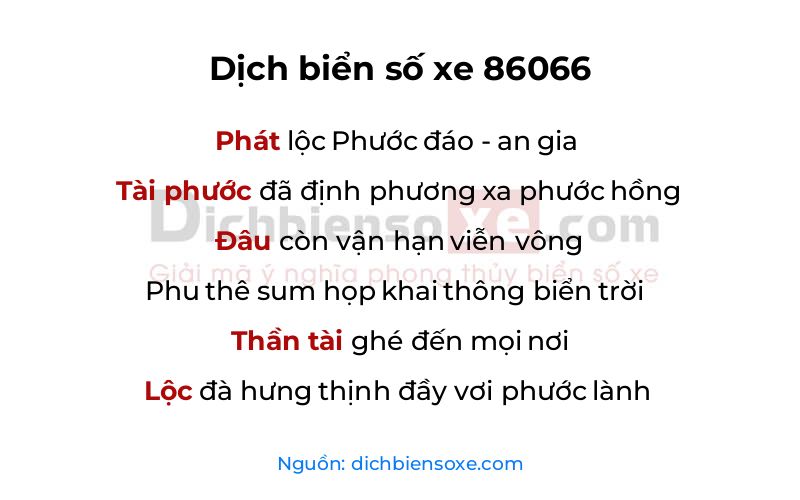 Dịch thơ biển số 86066
