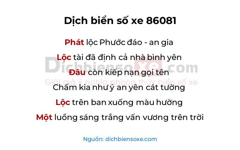 Dịch thơ biển số 86081