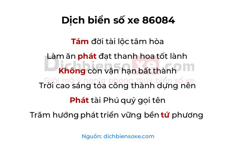 Dịch thơ biển số 86084