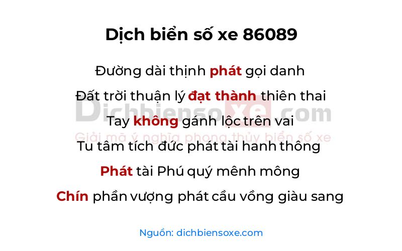 Dịch thơ biển số 86089