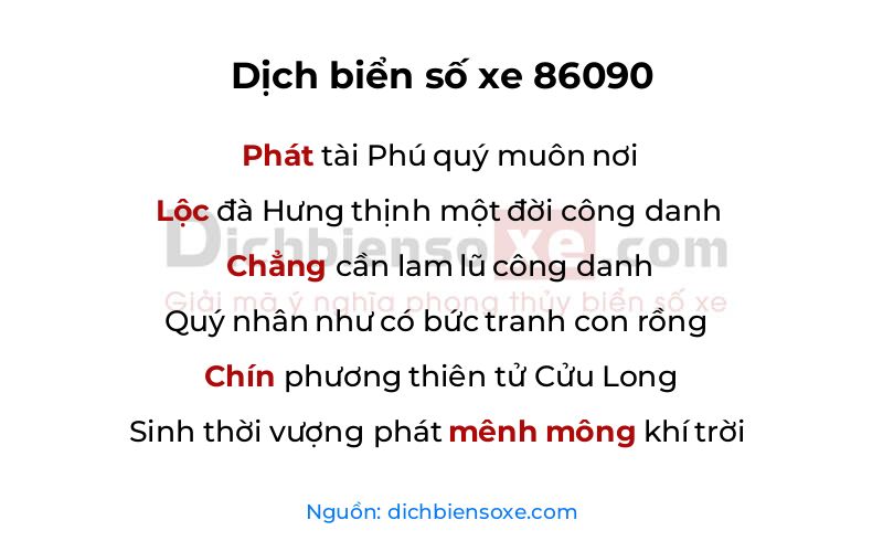 Dịch thơ biển số 86090
