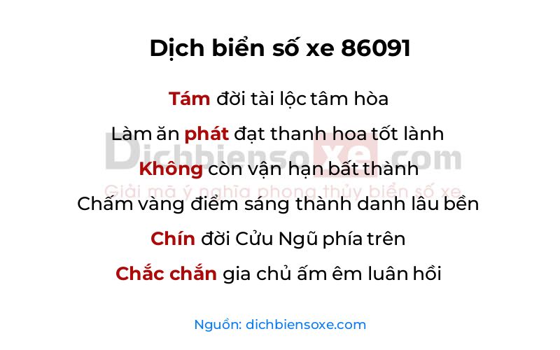 Dịch thơ biển số 86091