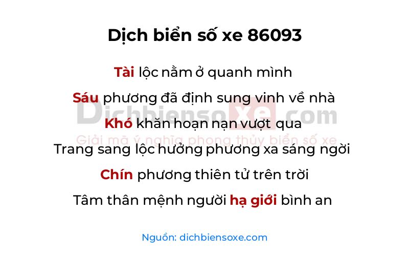 Dịch thơ biển số 86093