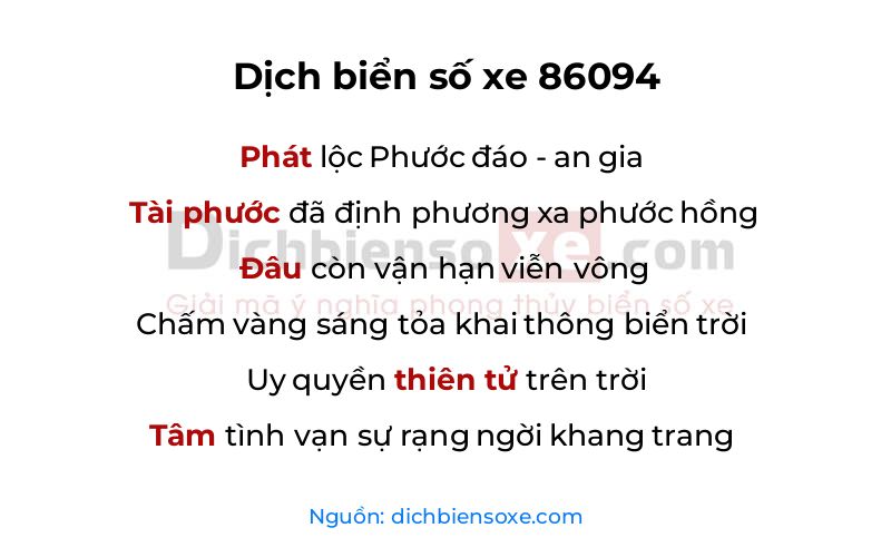 Dịch thơ biển số 86094