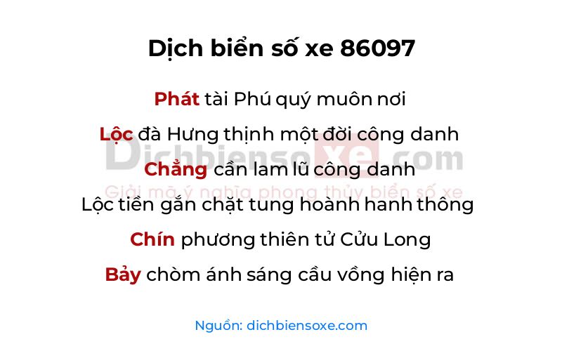 Dịch thơ biển số 86097