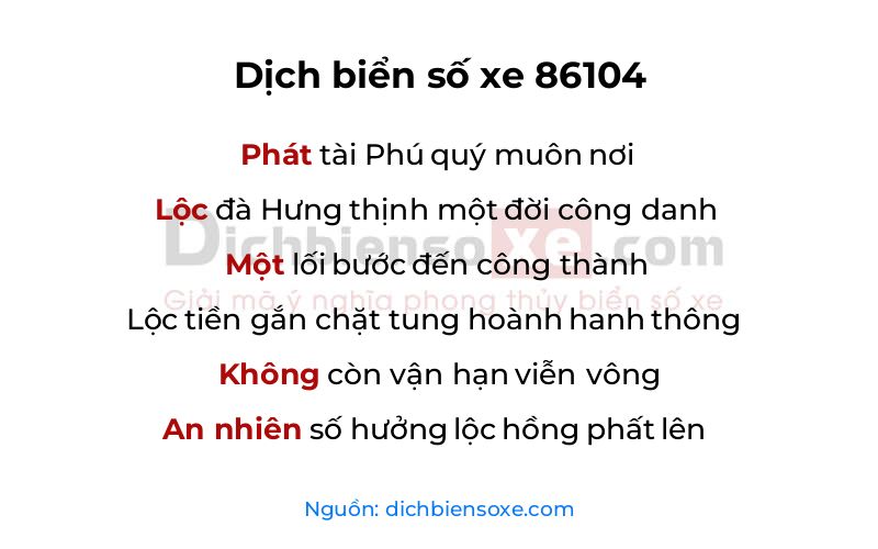 Dịch thơ biển số 86104