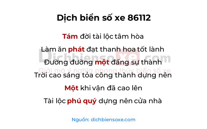 Dịch thơ biển số 86112