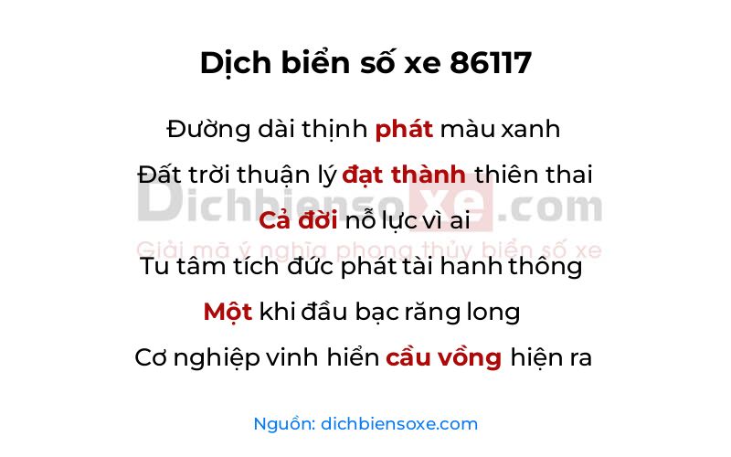 Dịch thơ biển số 86117