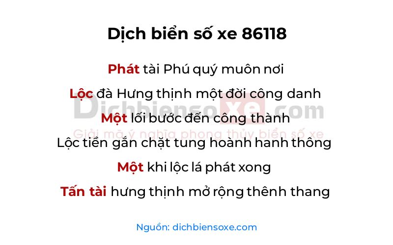 Dịch thơ biển số 86118