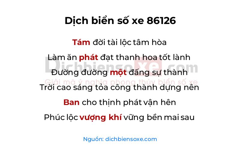 Dịch thơ biển số 86126