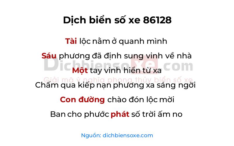 Dịch thơ biển số 86128