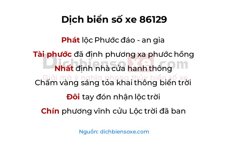 Dịch thơ biển số 86129