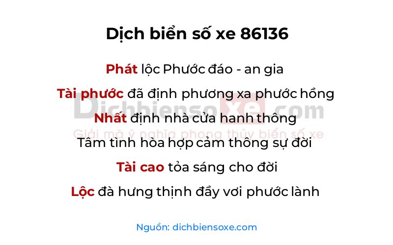 Dịch thơ biển số 86136