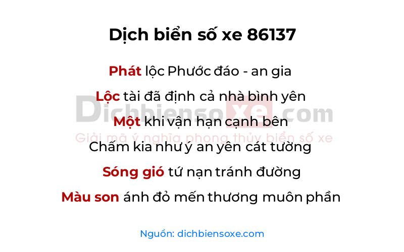 Dịch thơ biển số 86137