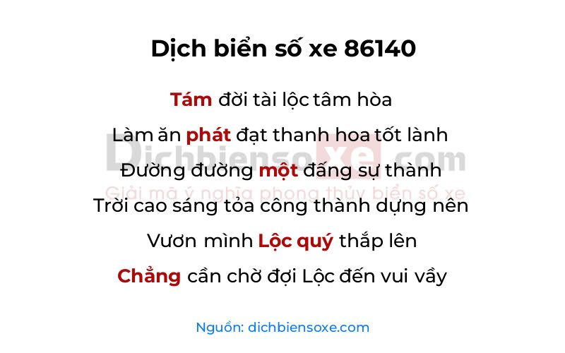 Dịch thơ biển số 86140