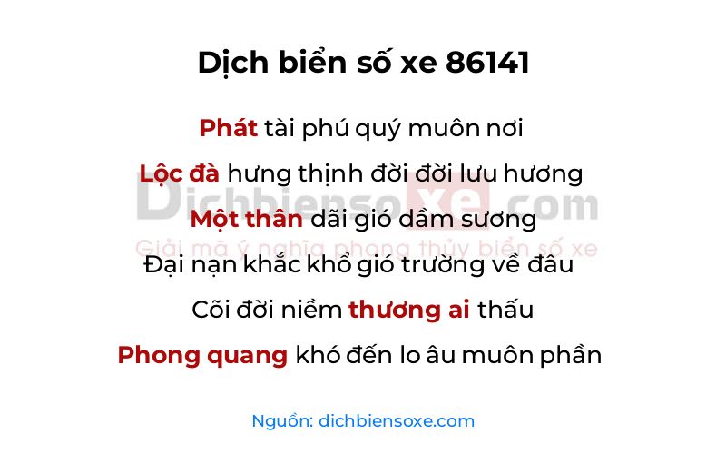 Dịch thơ biển số 86141