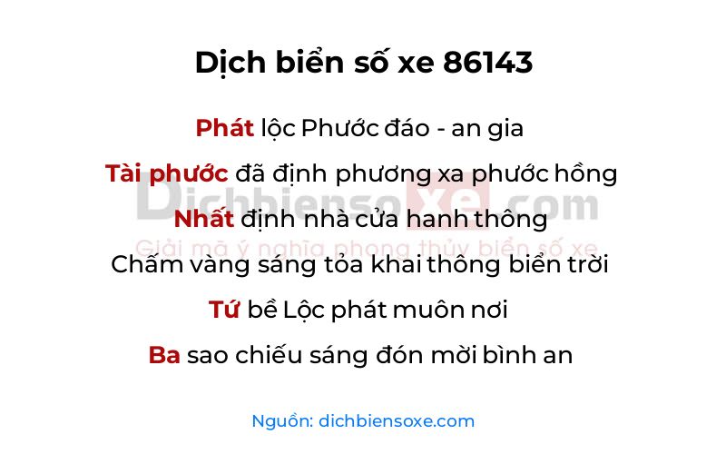 Dịch thơ biển số 86143