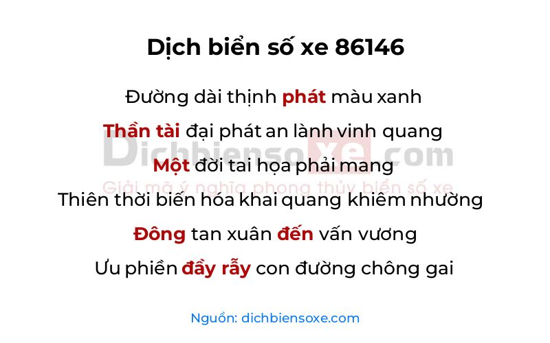 Dịch thơ biển số 86146