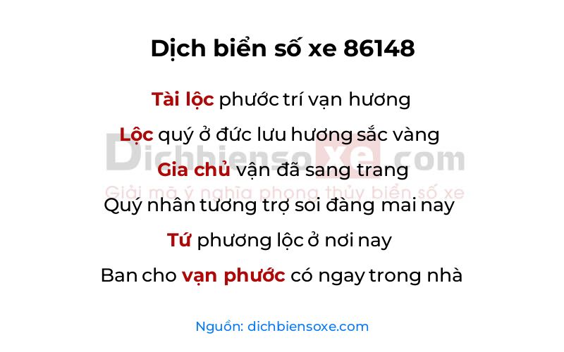 Dịch thơ biển số 86148