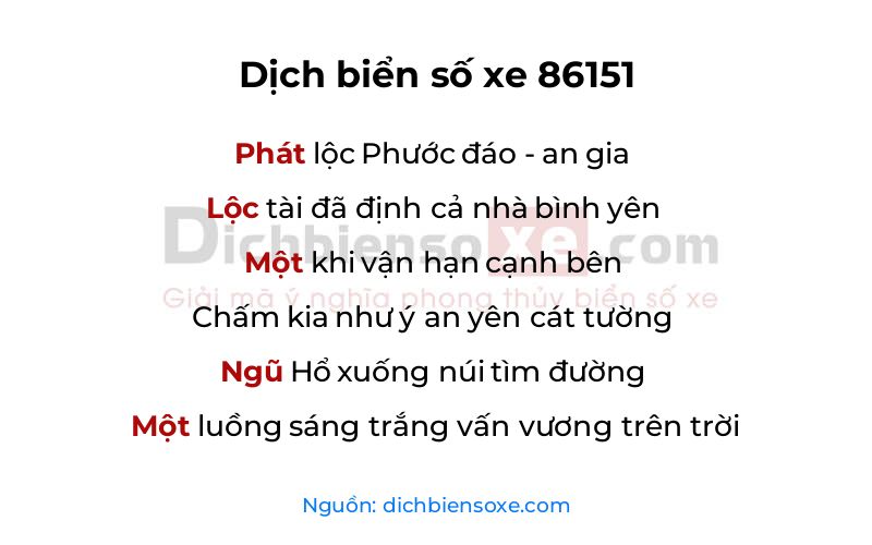 Dịch thơ biển số 86151
