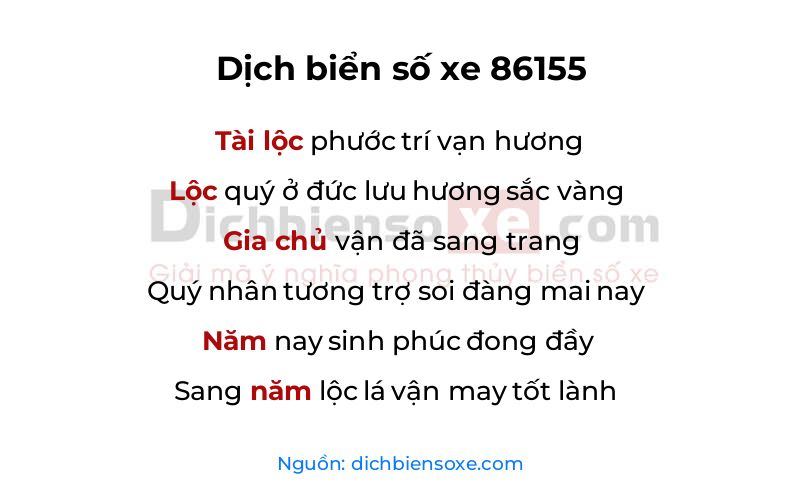 Dịch thơ biển số 86155