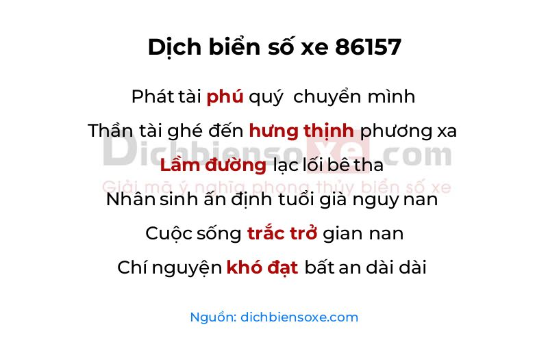 Dịch thơ biển số 86157