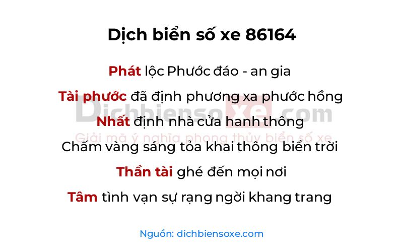 Dịch thơ biển số 86164