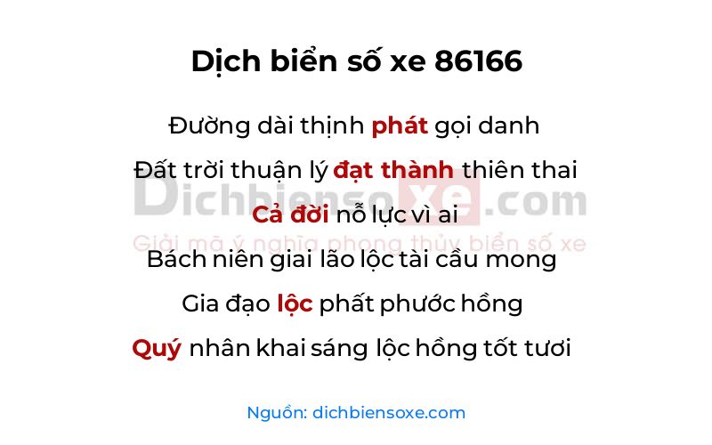 Dịch thơ biển số 86166