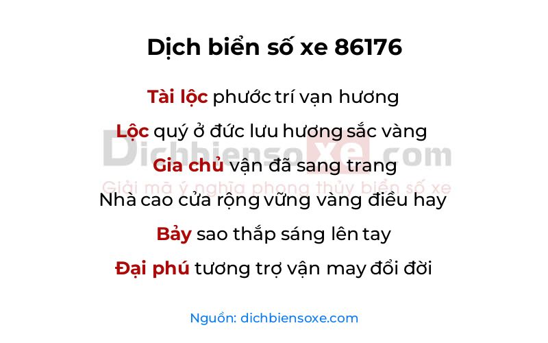 Dịch thơ biển số 86176